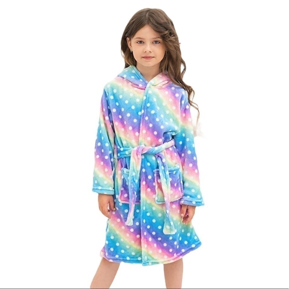 Robe Girls Unicorn Tie Waist Hooded Fits Girls 10-11 Height 60-63” - Picture 8 of 9